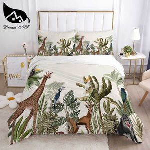 Dream Ns Tropical Rainforest Plant Bedding Set Queen Home Textiles Set sängkläder Gradient Mandala Duvet Cover 210615