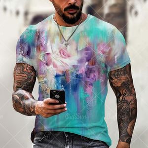 T-shirt da uomo T-shirt con stampa 3D a pigmenti colorati Uomo Donna Estate Urban Street Abbigliamento casual stile Unisex T-shirt oversize manica corta 6XL