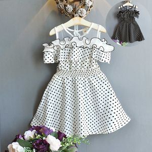 40 # Toddler Kids Neonate Summer Dress Girocollo senza spalline a pois in legno Ear Dress Party Pageant Abiti da principessa Q0716