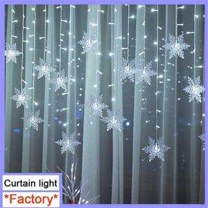 Indoor Outdoor Weihnachten Schneeflocke LED String Licht Blinkende Fee Lichter Vorhang Licht Girlande Für Urlaub Party Jahr Dekor 211122