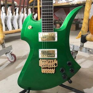 Chitarra elettrica con hardware in oro personalizzato in colore verde