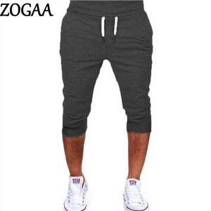 Zogaa Mens Hip Hop Shorts Workout Roupas Knee Comprimento Juntos Homens Sweatpants Algodão Casual Moda Cinzas Plus Size S-3XL H1210