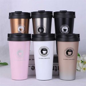 Thermos Coffee Mug Double Wall Stainless Steel Tumbler Vacuum Flask Water Bottle For Girls Thermal Tea mug Travel Thermocup 211013