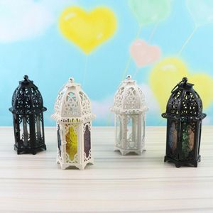 Objets décoratifs Figurines Lanterne rustique Hurricane Tealight Bougeoir Bougeoir Vintage Jardin Lampe Stand Decoration Marocain