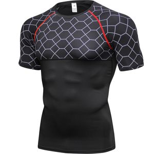 Neue Sommer Männer Fitness Kurzarm T-shirt Quick Dry Kompression Shirts Workout Gyms T-Shirt Sportswear Enge Solide Tops Tees 210421