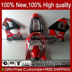 Kawasaki Ninja ZX-6R için Aireler Seti ZX-636 ZX600 ZX600CC 98-99 Karoser 16NO.38 ZX-600 600CC ZX636 ZX6R 98 99 ZX 636 600 CC 6 R 6R 1998 1999 Motosiklet Vücut Kırmızı Parlak