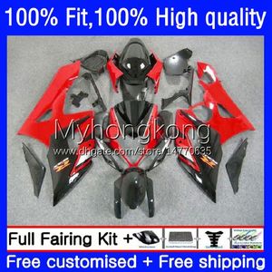 Spritzgusskörper für Suzuki GSXR1000 K5 rot schwarz heiß GSX-R1000 05 06 Motorrad-Karosserie 26No.38 GSXR 1000CC 1000 CC 2005 2006 GSXR-1000 2005–2006 OEM-Verkleidung