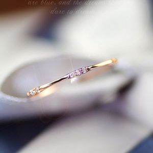 Zhouyang Dainty Ring for Women Mini Cubic Zirconia Superfine Thin Joint Ring Rose Gold Fashion Jewelry KBR029