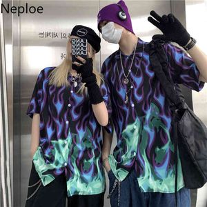 NEPLOE Blusas Mujer Streetwear Hip-Hop Blusa Mulheres Verão Coreano Forma Camisa Streetwear BF Harajuku Tie-Tinge Blusas Tops 210422