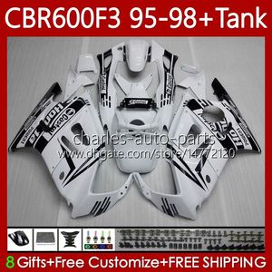 Bodywork + zbiornik dla Honda CBR 600 F3 CC 95-98 Body 64No.134 CBR 600FS 600F3 CBR600 FS CBR600F3 95 96 97 98 CBR600-F3 600CC CBR600FS 1995 1996 1998 1998 Głowy błyszczący biały