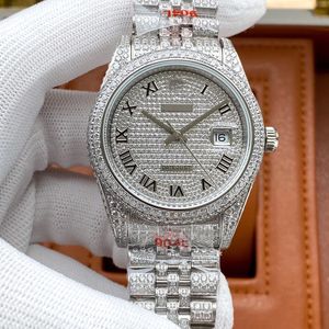 Motre be luxe Swarovski cristal diamante relógios mens relógios 41mm importado 3255 movimento mecânico 18K banhado a ouro relógio de luxo relógios de pulso