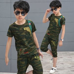 2PCS Baby Jungen Neugeborenen Kurzarm Casual Set Sommer Koreanische Kinder Kinder Kleidung Sets Nette Cartoon T-shirt Hosen 5cs348 X0802