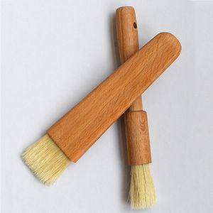 Household Wooden Oil Brushes Wood Handle BBQ Tools Grill Pastry Butter Honey Sauce Basting Bristle Round Flat Brush Baking Cooking Kitchen Tool JY0908