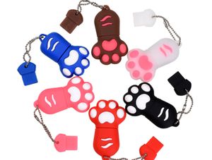 Cartoon Cat Paw USB Flash Drive 64GB Cute Pen 4GB 8GB 16GB 32GB Red Pendrive USB2.0 Free Key Chain Memory Stick