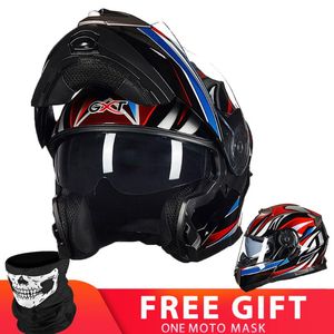 Motorcycle Helmets Men Casco Moto Doublel Lens Helmet Flip Up Motocross Full Face Capacete DOT