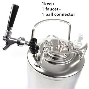 Beer Keg Ball Lock Dispenser With Faucet Bar Tool Bottle 6/9/10/12/15/18.5/24.5L 1.6/2.4/2.6/3.2/4/5/6.5Gal Carbonation Growler Home Brewing Barrel 18/8 Stainless Steel