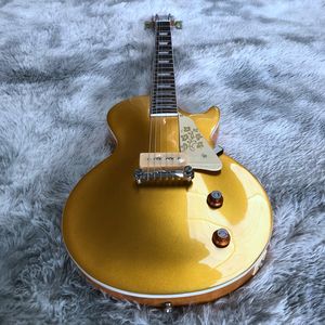 New arrival gold dust paint one piece p90 pickups electric guitar,china custom shop made EMS 22 fret