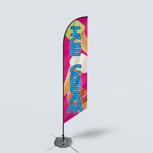 Custom Promotion Ice Cream Beach Feather Flag G Gebreide Polyester Swooper Banner Digitaal Printing