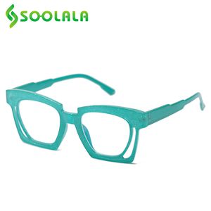 Soolala 2021 Vintage Hollow Blue Light Blocking Reading Women Ladies FarSighted Gafas Presbicia Förstoringsglasögon