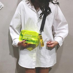 Kadınlar için Şeffaf Lazer Crossbody Çanta Şeker Renk Mektubu Moda Vahşi Mini Omuz Messenger PVC Jöle Küçük Tote Çapraz Vücut