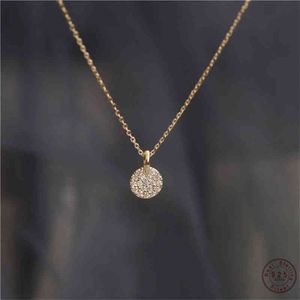 925 Sterling Silber Französisch Einfache Pavé Kristall Marke Anhänger Schlüsselbein Kette Halskette Frauen Klassische Beschichtung 14 k Gold Schmuck geschenk