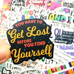 100 pcs / lote Inspirational Inglês mottos adesivos à prova d'água Adesivo para laptop skate caderno bagagem água garrafa de água decalques garoto brinquedos presentes