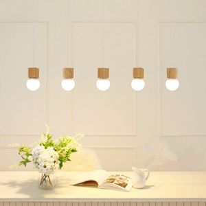 LED Wooden 3 Pendants Indoor Lamp Modern Kitchen Living Bed Room Porch Background Decorate Light Fixture AC110-265V Hanging Lamps