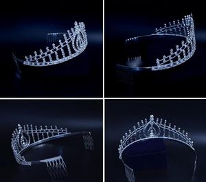 2021 Miss Beauty Pageant Crown Rhinestone Cristal Casamento Eventos Acessórios Nupciais Headpieces Headband Headband Pente