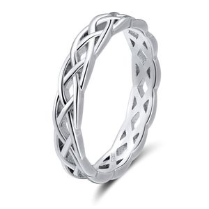 Anello in argento sterling 925 da donna con nodo celtico Eternity Wedding Band High Polish Classico impilabile Anelli semplici Vendita