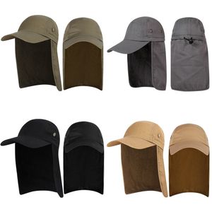 Outdoor Hats UV Protection Fishing Hat Solid Color Sun Cap With Ear Neck Flap Cover Camping Hiking Touring Headwear 212 H1