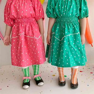 Vestiti estivi per bambini Ragazze Top a forma di cuore + Gonna corta 2 pezzi Set di abbigliamento Abbigliamento per bambini Neonata 210528