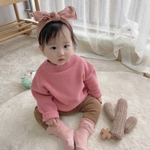 Casual Bambini Neonate Neonate Ragazzi Maglioni lavorati a maglia Autunno Inverno Maglioni allentati solidi Bambini O-Collo Pullover manica lunga Top Y1024