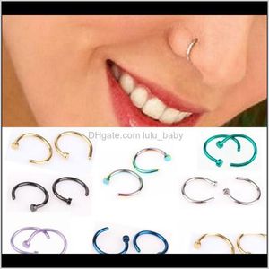 & Drop Delivery 2021 Trendy Body Jewelry Fashion Stainless Steel Open Hoop Ring Earring Studs Fake Nose Rings Non Piercing Fziq6