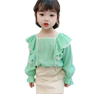 Toddler Lace Kids Blouse Patchwork Children's Shirt For Spring Autumn Big Girls Clothes 210412