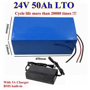 GTK Lithium titanate 24V 50AH LTO battery BMS 8A for 2000W bike scooter bicycle Forklift Industrial equipment +5A charger