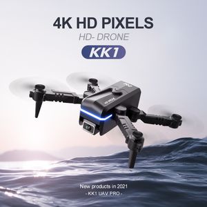 KK1 Global Drone 4K Doppia Fotocamera HD Mini veicolo Wifi Fpv Pieghevole Elicottero Professionale Selfie Droni Giocattoli Per Il Capretto con batteria