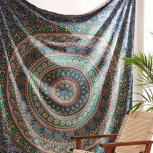 Vägghängande gobelänger Bohemian Style Mandala Indien Dekorativ Tapestry Matta För Sovrum Yoga Mats Drop 220301