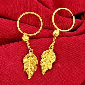 Leaf Pattern Dangle Earrings 18k Yellow Gold Filled Classic Women Fashion Jewelry Gift