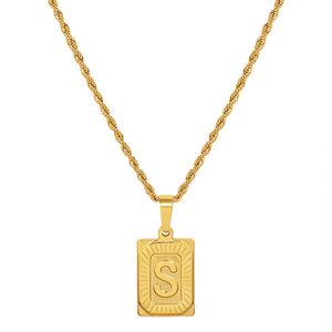 Nuovo 2022 gioielli di moda PVD donne 18 carati placcato oro rettangolo Stainls collana iniziale pendente in acciaio