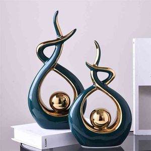 Home Decor Abstract Sculpture Figurines for Interior Living Room Decoration Office Desk Accessories Modern Art Christmas Gifts 210911