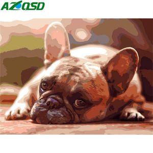 Paintings AZQSD Paint By Number Dog Draw On Canvas Animal Handpaint Kit Camvas Acrylic Oil Painting Home Decor Gift Wall Art