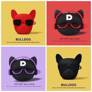 Music Bulldog Capas Cool Rock Dog Silicone Silicone Sem Fio Bluetooth Fone de Ouvido Coque Capa Capa Para Apple Airpods 1 2 Pro