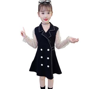 Kids Dresses For Girls Patchwork Party Dot Kid Casual Style Children's Costumes 6 8 10 12 14 210528