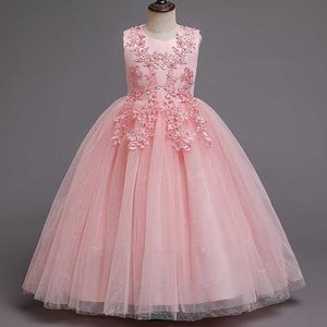 Girl Wedding Party Dress Europe And The United States High End Birthday Party Long Prom Performance Princess Dress Kids Clothing Q0716
