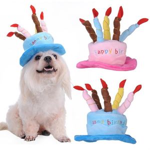 Cute Zwierzęta Pies Koty Urodzinowe Czapki Regulowane Corduroy Kolorowe Świece Mały Średni Pies Kapelusz Puppy Koty Cosplay Costume Headwear