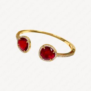 Bracelet Mulheres Cobre Cuff Bangle Presentes de Natal para Meninas 18K Gold Banhado Sapphire Babgles Mulher Acessórios Com Jóias Bolsas Atacado Europa e América