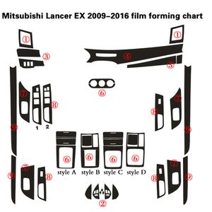 Para mitsubishi lancer ex 2009-2016 interior painel de controle central maçaneta da porta adesivos de fibra de carbono decalques estilo do carro accessorie222f