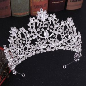 Saç klipsleri barrettes vintage kırmızı kristal barok düğün tiara gelin gelin rhinestone taçları kafa bandı takı aksesuarları lb