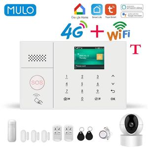 Mulo WiFi GSM Alarm Hem Trådlös säkerhet BURGLAR System Kit 2G 4G Smart Life Tuya App Control Arbeta med Alexa
