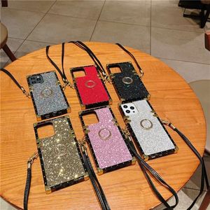 Bling Phone Cases with Ring Stand iPhone 13 12 11 Pro Max X XS 8 7 per Samsung Galaxy S9 S8 S10 S21 S20 Ultra 10 Nota20 Case